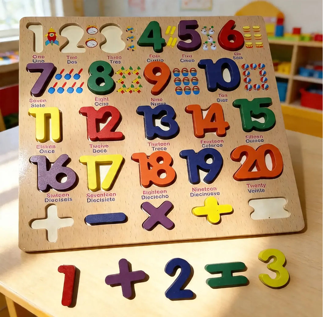 Tablero De Números Didáctico En Madera
